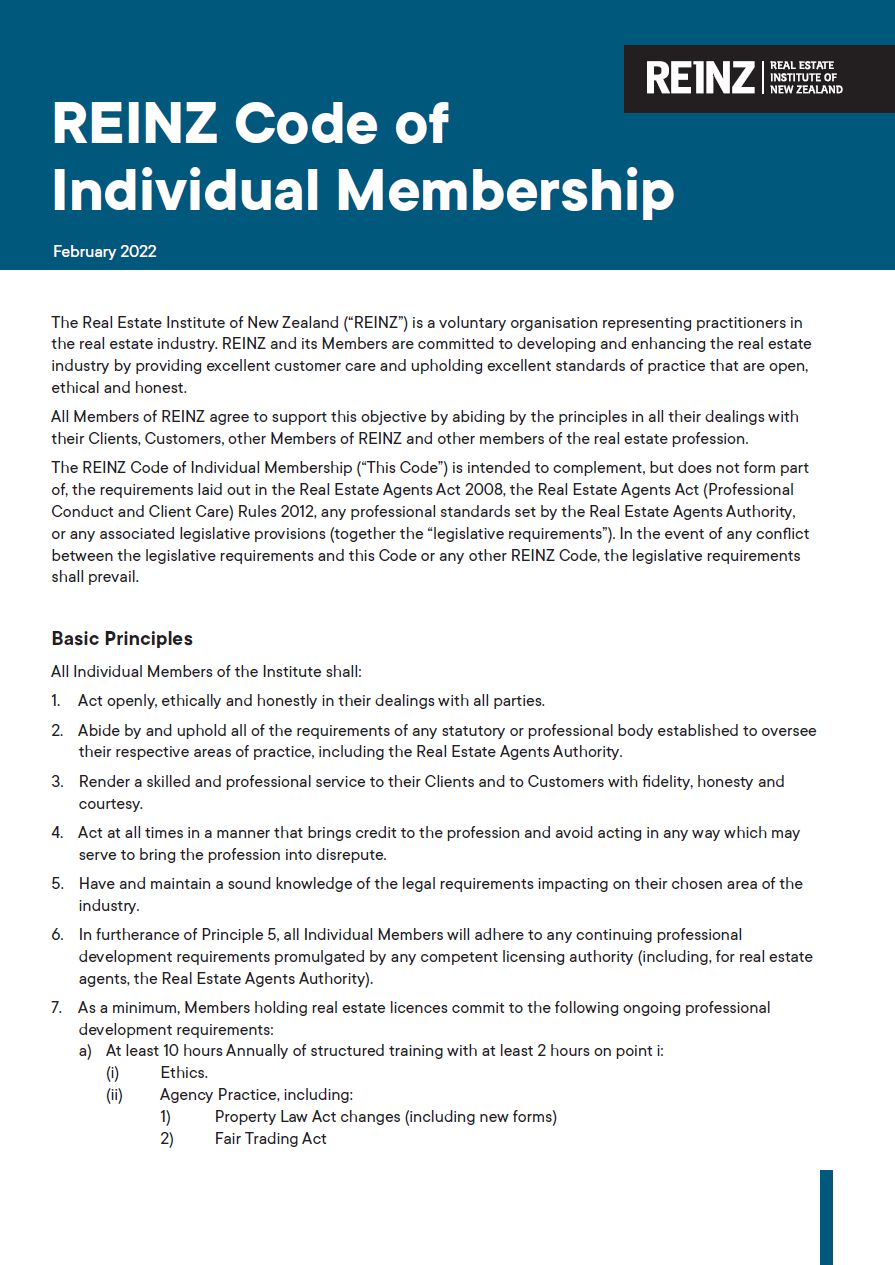 Front cover of Code of Individual Membership booklet.